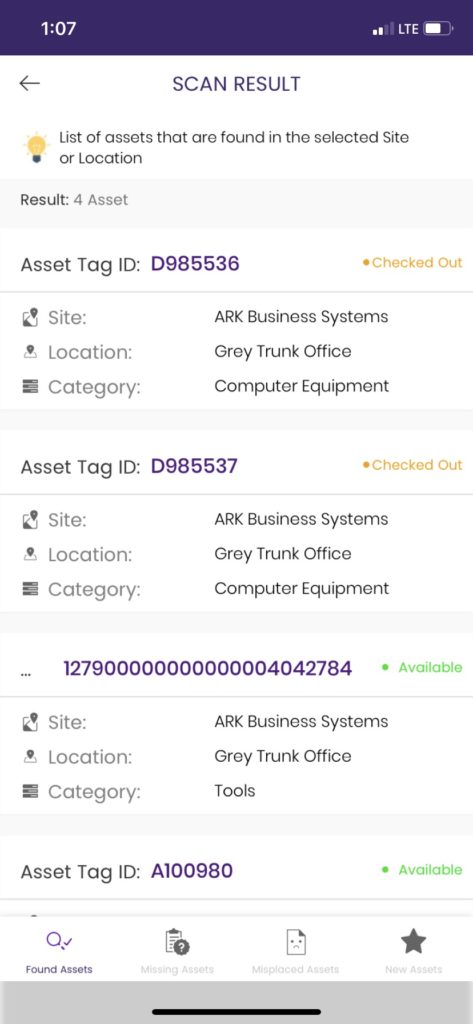RFID asset tracking system gives an instant audit once the scan is complete